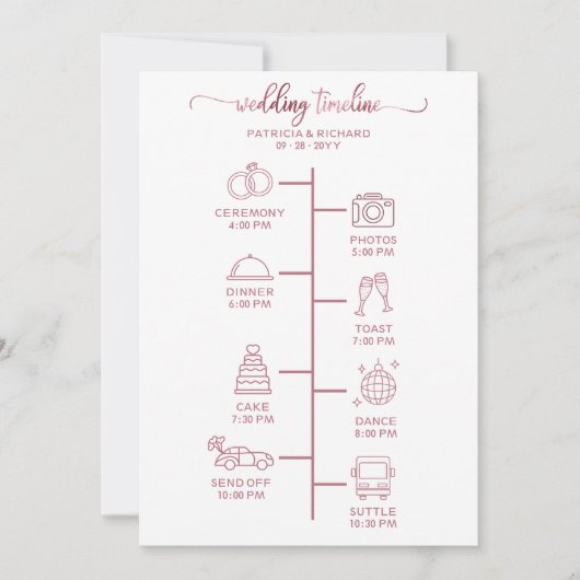 Invitation Mariage Itinéraire Icon Chic Script Mariage Bienve (Devant)