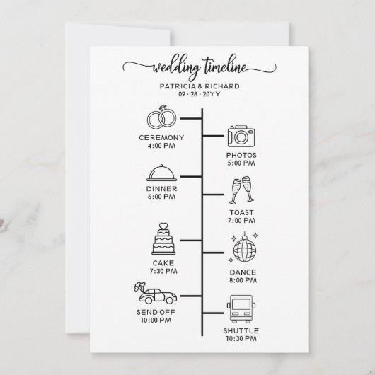 Invitation Mariage Itinéraire Icon Chic Script Mariage Bienve (Devant)