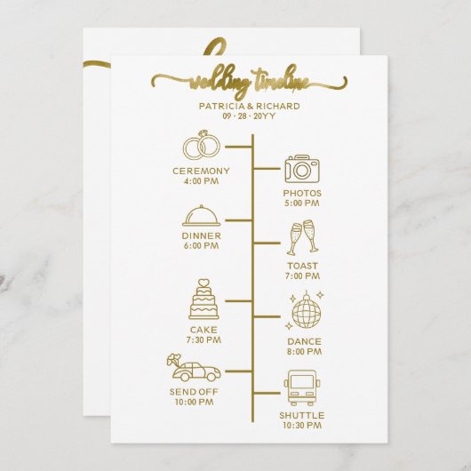 Invitation Mariage Itinéraire Icon Chic Script Mariage Bienve (Devant / Derrière)