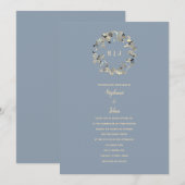 Invitation Mariage ivoire bleu Dusty (Devant / Derrière)