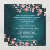 Invitation Mariage Jade rose japonais fleurs de cerisier (Devant / Derrière)