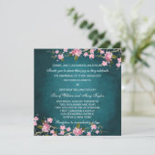 Invitation Mariage Jade rose japonais fleurs de cerisier (Debout devant)