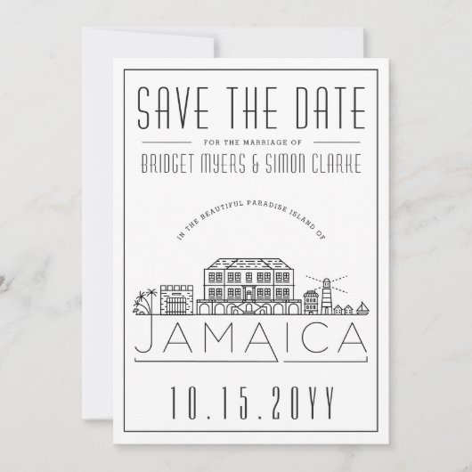 Invitation Mariage Jamaïcain - Horizon stylisé - Save the Dat (Devant)