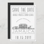Invitation Mariage Jamaïcain - Horizon stylisé - Save the Dat (Devant / Derrière)