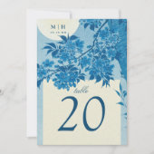 Invitation Mariage japonais antique en fleurs de cerisier ble (Devant)