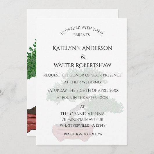 Invitation Mariage japonais Bonsai Tree (Devant / Derrière)