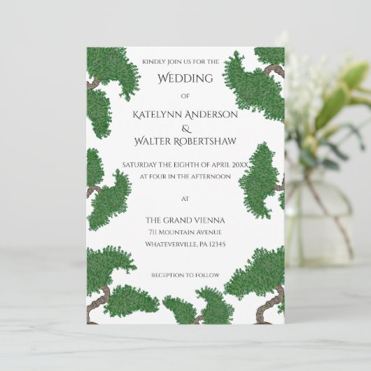 Invitation Mariage japonais Bonsai Tree (Debout devant)