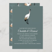 Invitation Mariage japonais Feuille Crane & Gingko (Devant / Derrière)