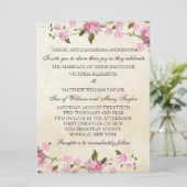 Invitation Mariage japonais rose fleurs de cerisier (Debout devant)