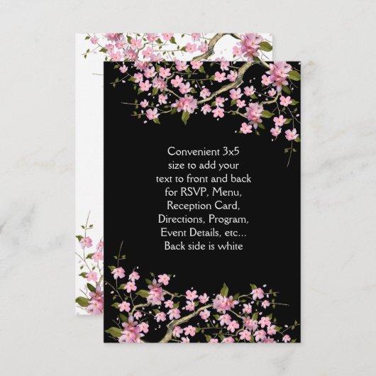 Invitation Mariage japonais rose fleurs de cerisier (Devant / Derrière)