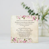 Invitation Mariage japonais rose fleurs de cerisier (Debout devant)