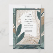 Invitation Mariage japonais scandinave Abstrait vert Turquois (Devant)