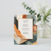 Invitation Mariage japonais scandinave Abstrait vert Turquois (Debout devant)