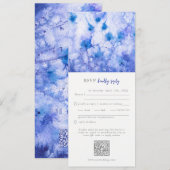 Invitation Mariage Jardin bleu hiver RSVP QR Code (Devant / Derrière)