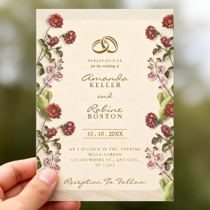 Invitation Mariage Jardin Botanique Floral Classique Vintage
