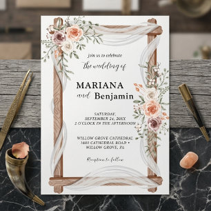 Invitation Mariage Jardin de Roses Fines avec Arche Florale R
