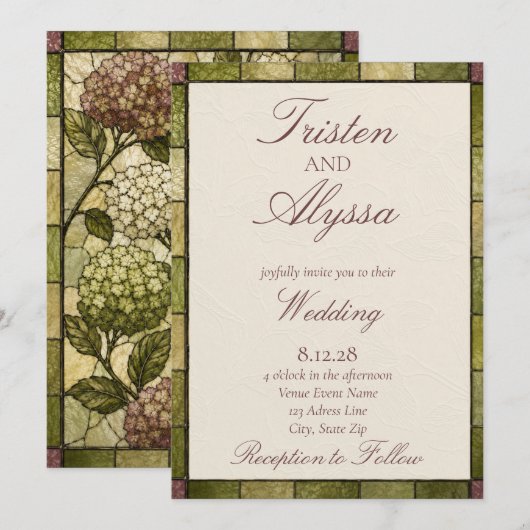 Invitation Mariage Jardin de Verre Coloré (Devant / Derrière)