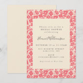 Invitation Mariage Jardin Élégant de Fleurs de Corail Script  (Devant / Derrière)