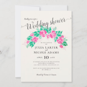 Invitation Mariage Jardin Fleurs Rose Vert Rose Fête de Maria