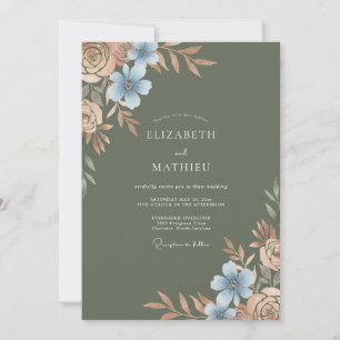 Invitation Mariage Jardin Olive Azur Fleur