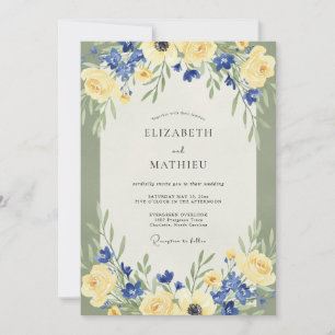 Invitation Mariage Jaune Azure Ranunculus Eucalyptus
