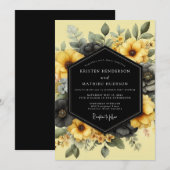 Invitation Mariage Jaune Chiaroscuro Flora (Devant / Derrière)