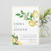 Invitation Mariage jaune citron été méditerranéen (Debout devant)