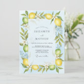 Invitation Mariage Jaune Citron Vert Eucalyptus (Debout devant)