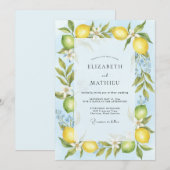 Invitation Mariage Jaune Citron Vert Eucalyptus (Devant / Derrière)
