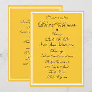 Invitation Mariage Jaune Clair Écriture Noire Fête de Mariée