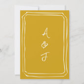 Invitation Mariage Jaune de moutarde de la main moderne (Dos)