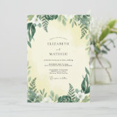 Invitation Mariage Jaune Fougère Olive (Debout devant)
