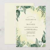 Invitation Mariage Jaune Fougère Olive (Devant / Derrière)