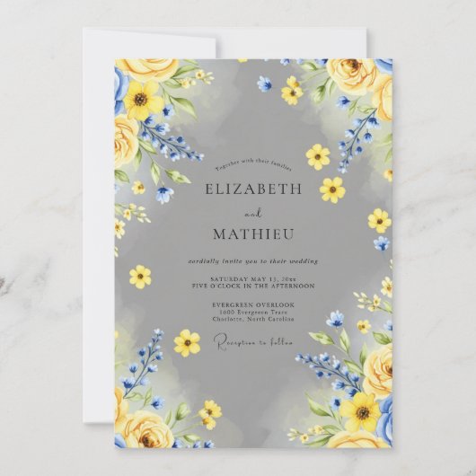 Invitation Mariage Jaune Joyeux de Printemps (Devant)