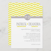 Invitation Mariage jaune Monogram Chevron Danch (Devant / Derrière)