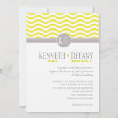 Invitation Mariage jaune Monogramme Mitchell Chevron (Devant)