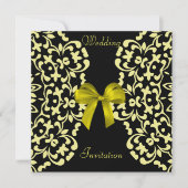 Invitation Mariage Jaune Noir Jolie Dentelle Invite (Devant)
