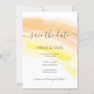 Invitation Mariage Jaune Orange Éclaboussure Aquarelle
