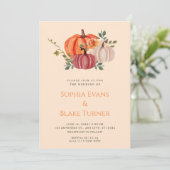 Invitation Mariage jaune orange, violet et Citrouille blanc (Debout devant)