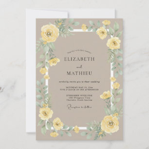 Invitation Mariage Jaune Ranunculus Sable Eucalyptus