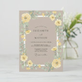 Invitation Mariage Jaune Ranunculus Sable Eucalyptus (Debout devant)