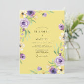 Invitation Mariage Jaune Renoncule Pourpre Eucalyptus (Debout devant)