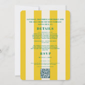 Invitation Mariage Jaune Vert Rayé Rétro Funky (Dos)