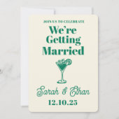 Invitation Mariage Jaune Vert Rayé Rétro Funky (Devant)