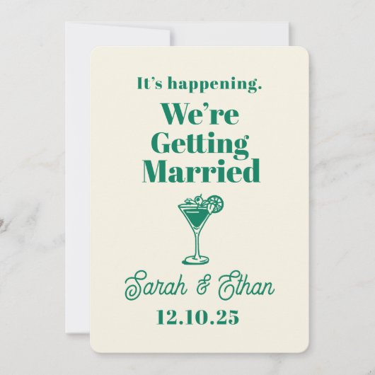 Invitation Mariage Jaune Vert Rayé Rétro Funky (Devant)