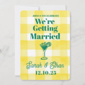 Invitation Mariage Jaune Vert Rayé Rétro Funky (Devant)