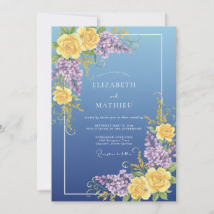 Invitation Mariage Jaune Violet Lilas Eucalyptus