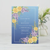 Invitation Mariage Jaune Violet Lilas Eucalyptus (Debout devant)