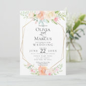Invitation MARIAGE | Jolie aquarelle fleurs de printemps (Debout devant)