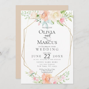Invitation MARIAGE   Jolie aquarelle fleurs de printemps